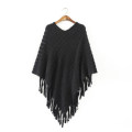 Latest Design Ladies Fancy Tassels Sweater Ponchos and Capes Shawls